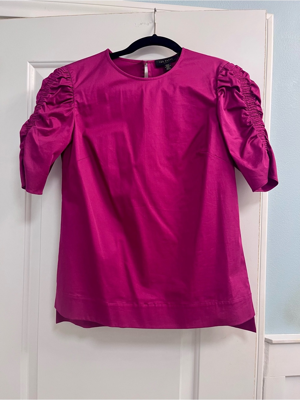 Ted Baker Fuchsia Ruched Puff-Sleeve Blouse